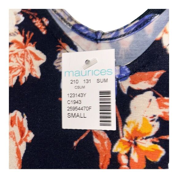 Maurices 24/7 Swing Style Dress Sz S Sleeveless Tank Blue Floral Pockets NWT - Picture 4 of 12
